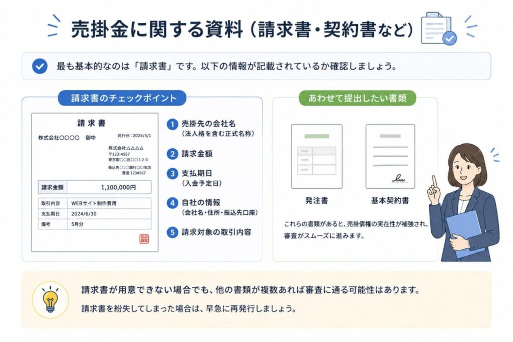 売掛金に関する資料（請求書・契約書など）
