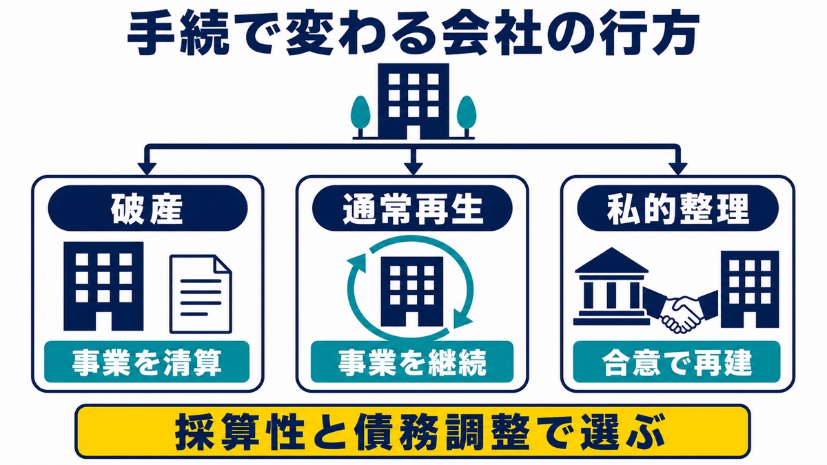 破産・通常再生・私的整理で変わる会社の行方