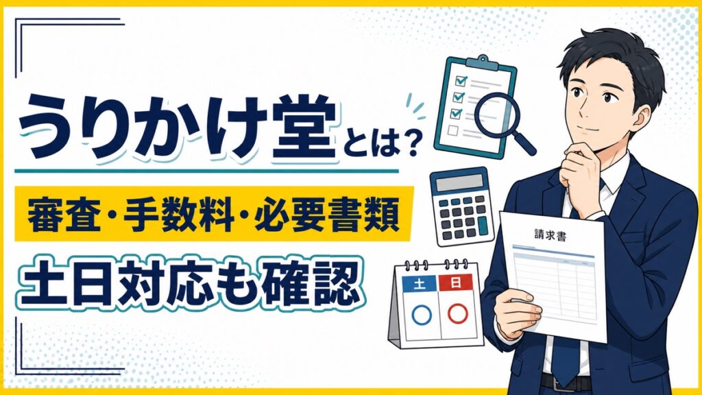 うりかけ堂の審査・手数料・必要書類・土日対応を解説するアイキャッチ