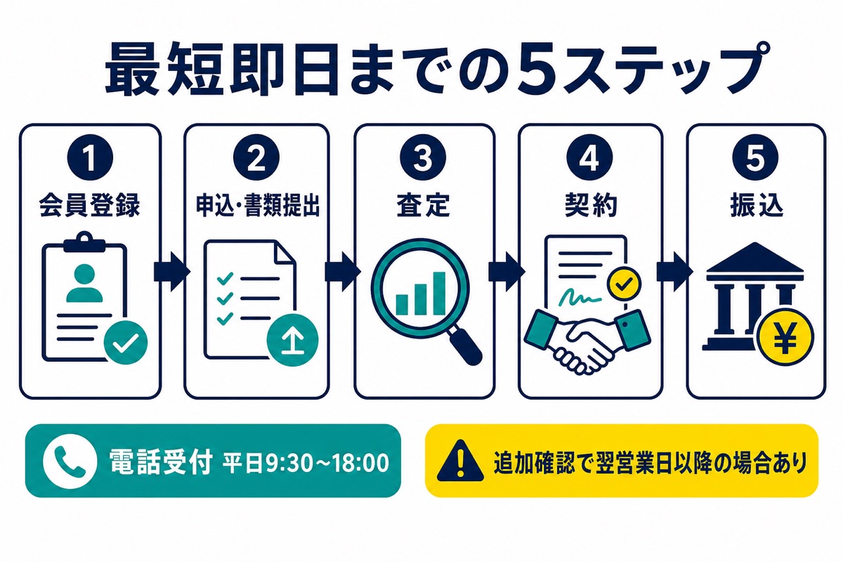 AGビジネスサポートの会員登録・申込・査定・契約・振込までの5段階