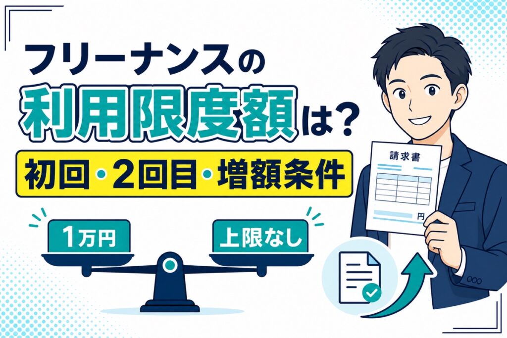 フリーナンスの利用限度額と初回・2回目・増額条件を表すアイキャッチ