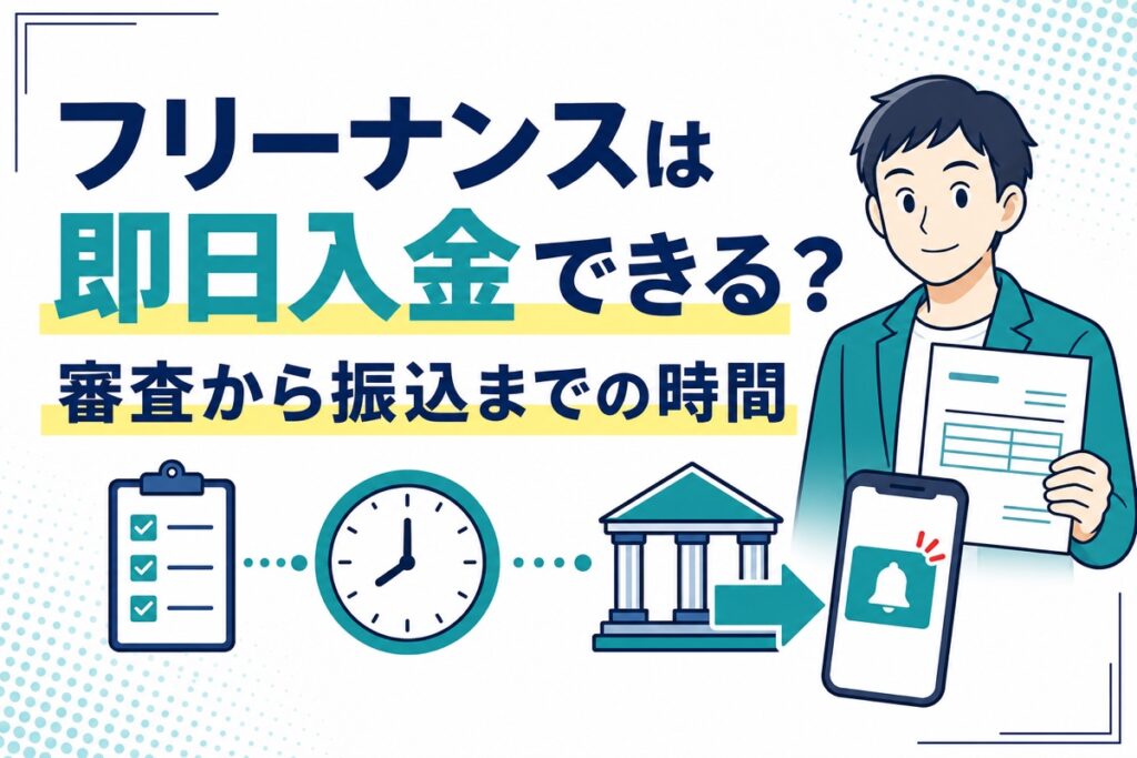 フリーナンスは即日入金できるか、審査から振込までの時間を解説するアイキャッチ