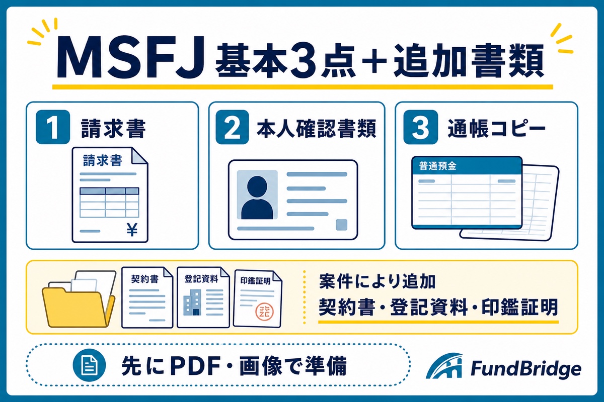 MSFJの基本必要書類3点と追加書類を整理した図
