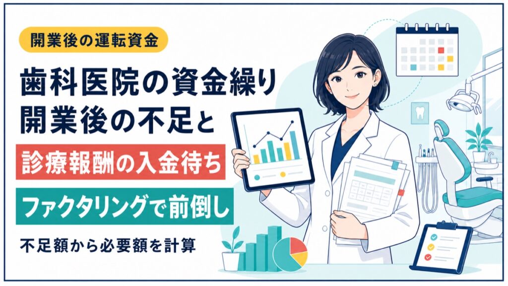 歯科医院の資金繰りと診療報酬ファクタリングを解説するアイキャッチ画像