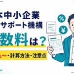 日本中小企業金融サポート機構の手数料1.5％〜と計算方法、契約前の注意点を示すイラスト